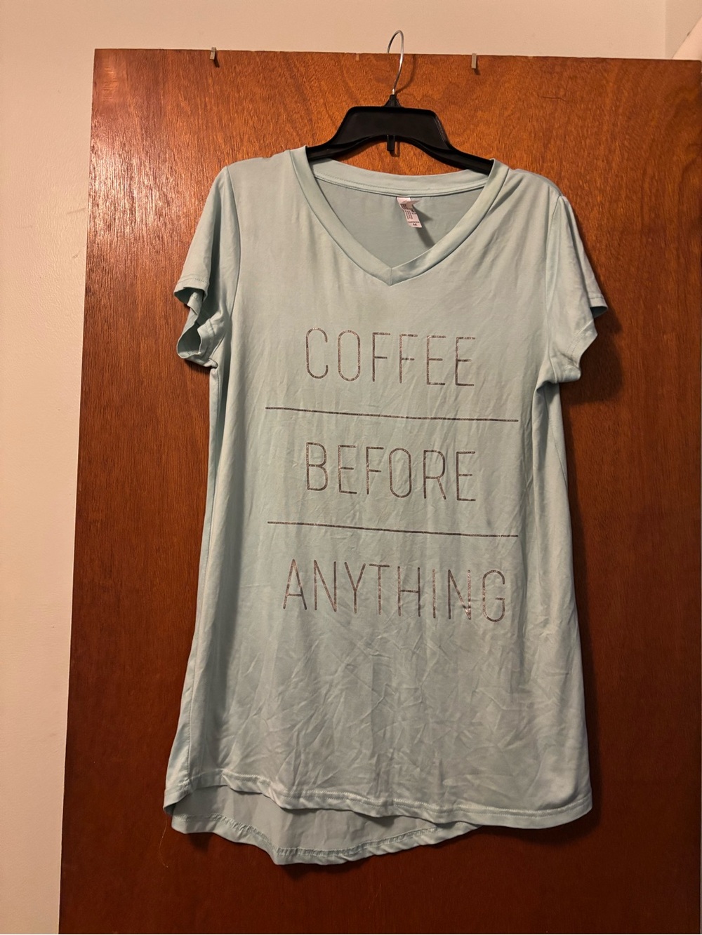 Mint Green V-Neck Sleep Tee - Coffee Before Anything